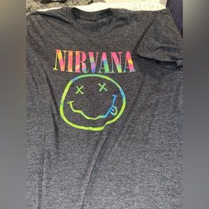 Grey Nirvana Tee with tie dye decal